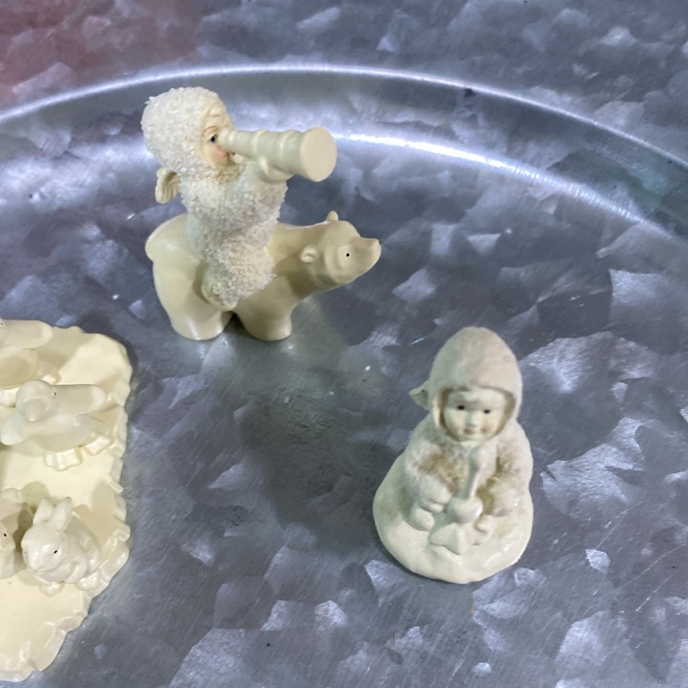 Vintage 90s Dept 56 Snowbabies Miniatures Pewter 2 Pc Bundle In Box - Picture 3 of 16